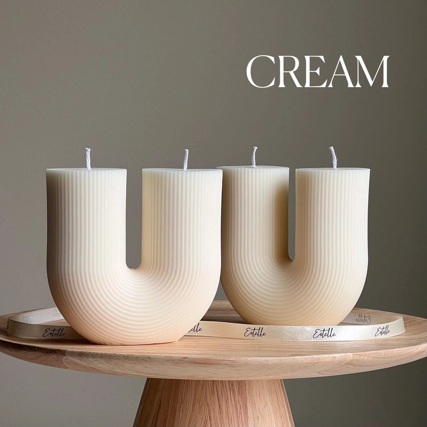 Estelle Large Ribbed U Shaped Candle