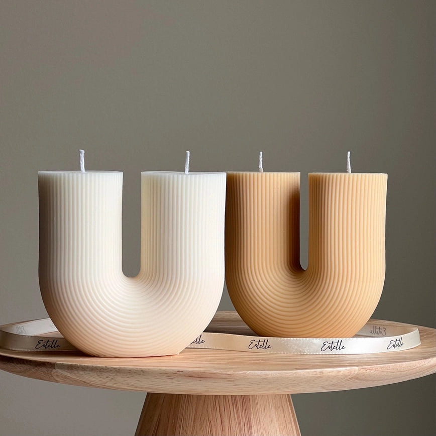 Estelle Large Ribbed U Shaped Candle