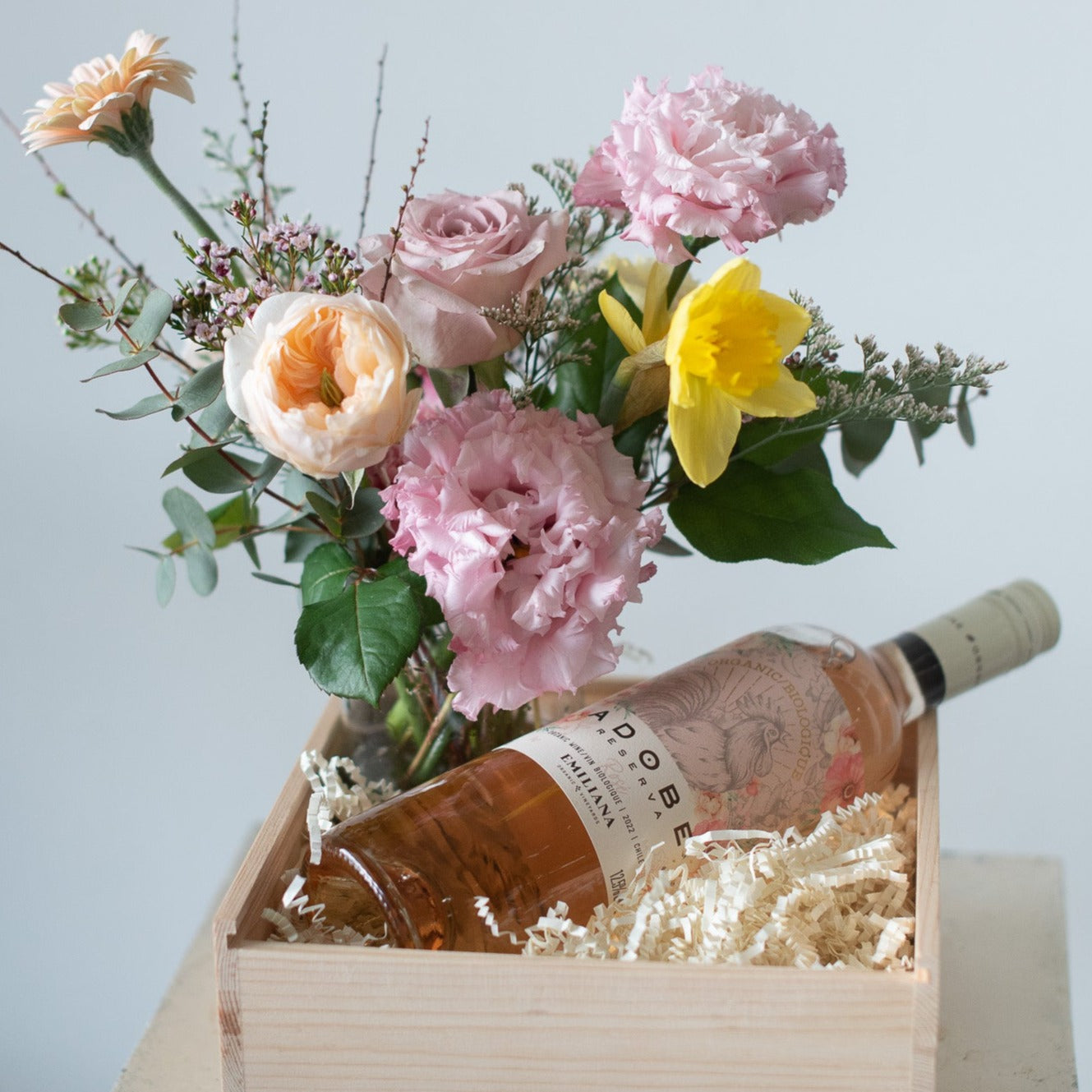 Small Glass Vase + Wine Bundle