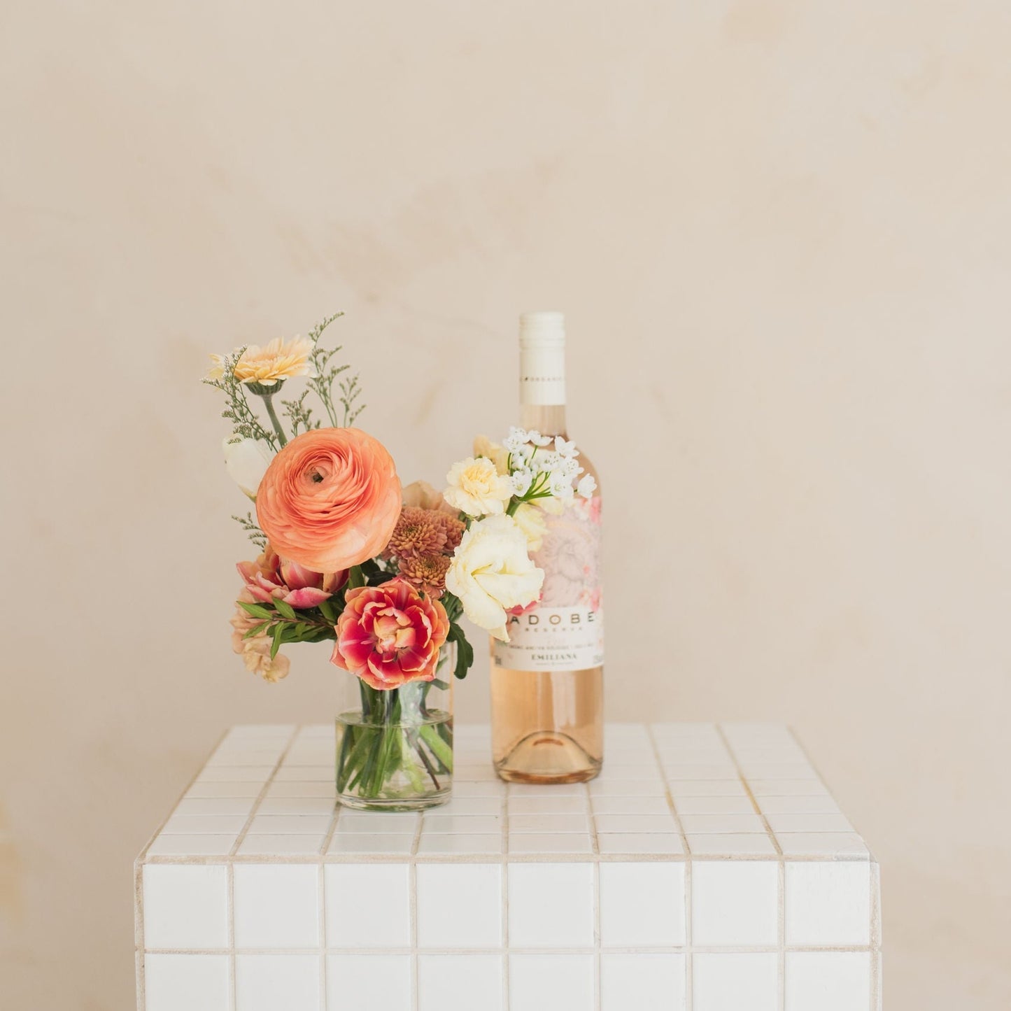 Small Glass Vase + Wine Bundle