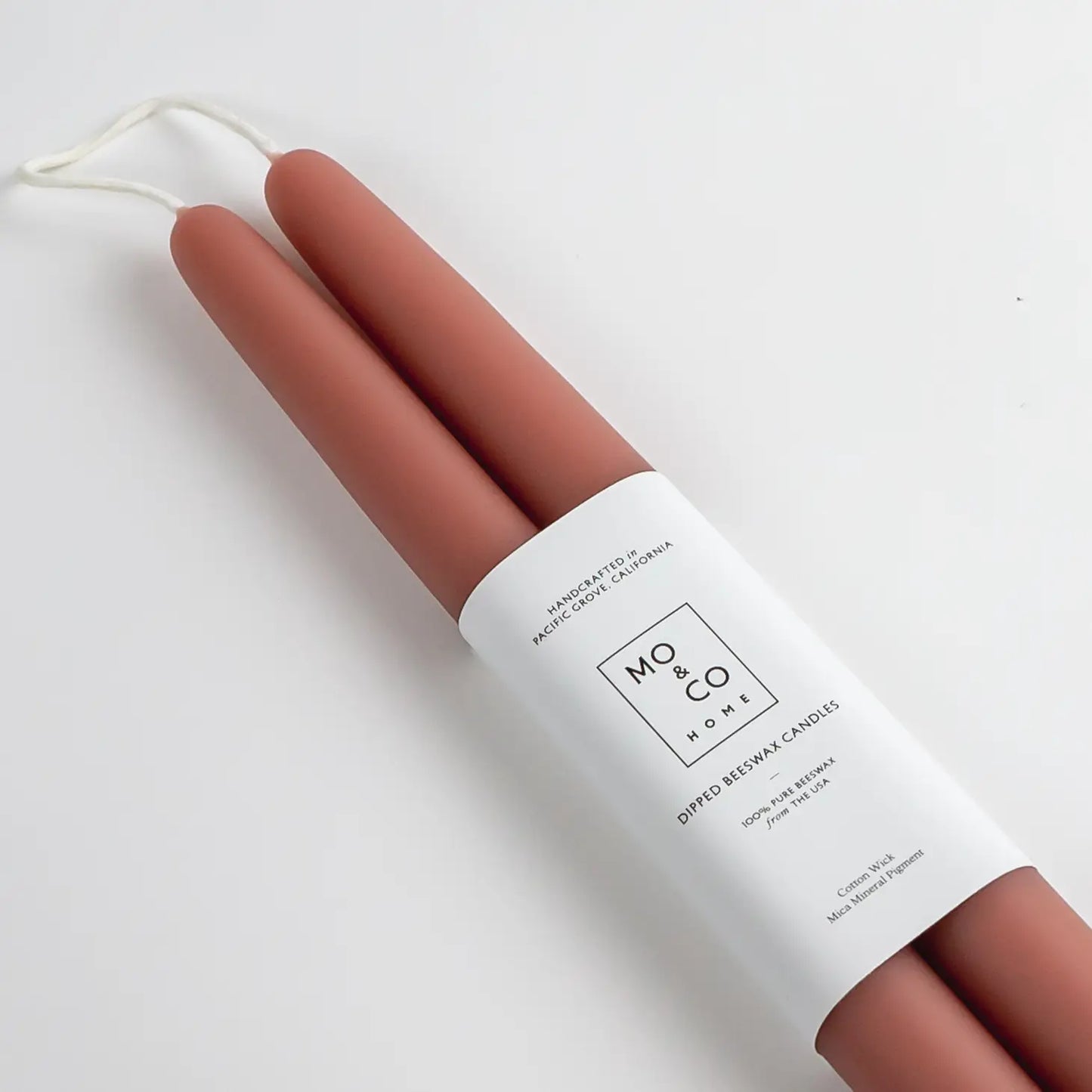 100% Beeswax Dipped Candles, Terra Cotta