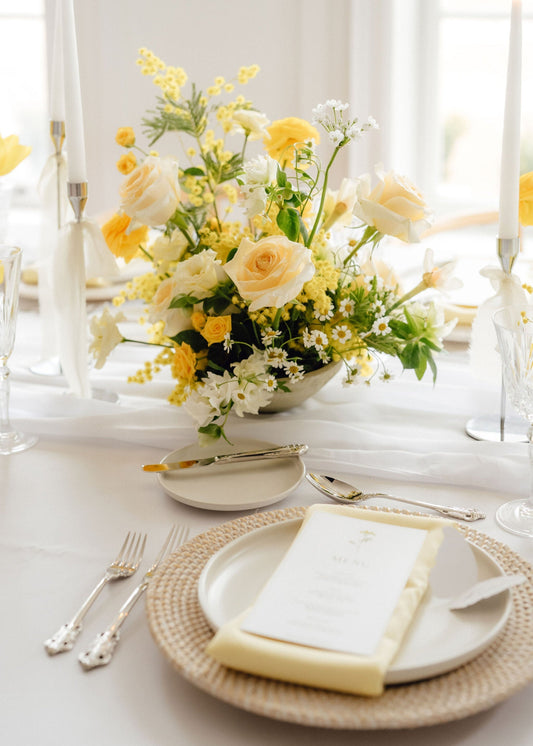 editorial wedding tablescape floral design by May Flowers