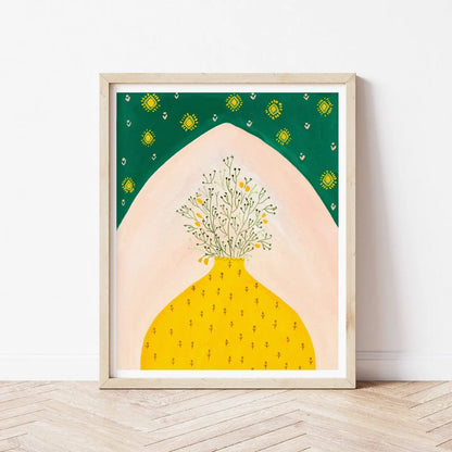 Ethnic Yellow Vase Art Print, 8"x10"