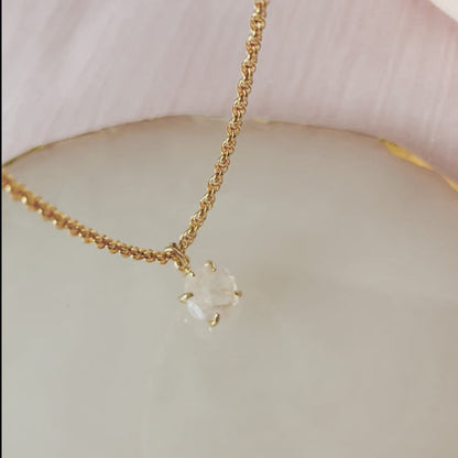 14K Tiny Rose Quartz Necklace