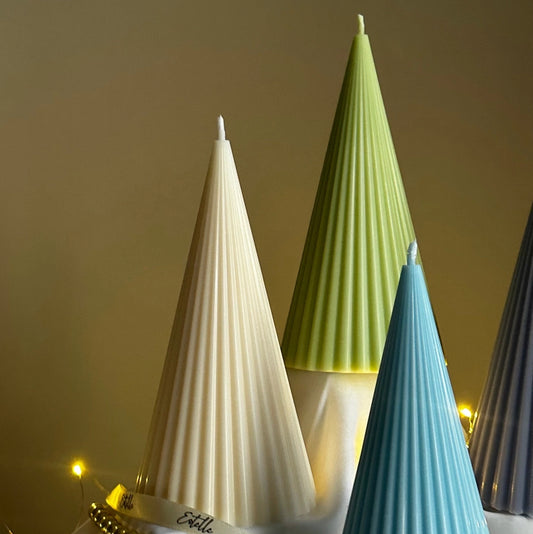 Estelle Minimalist Christmas Ribbed Cone Candle