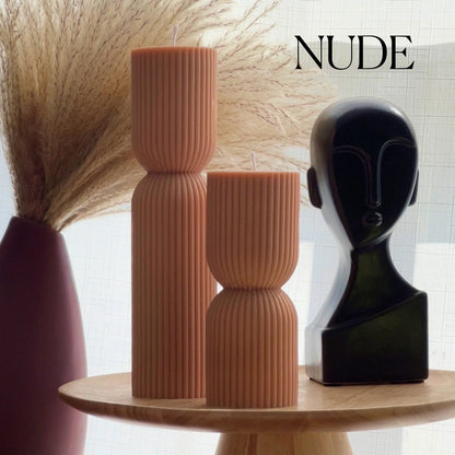 Estelle Ribbed Hourglass Pillar Candle