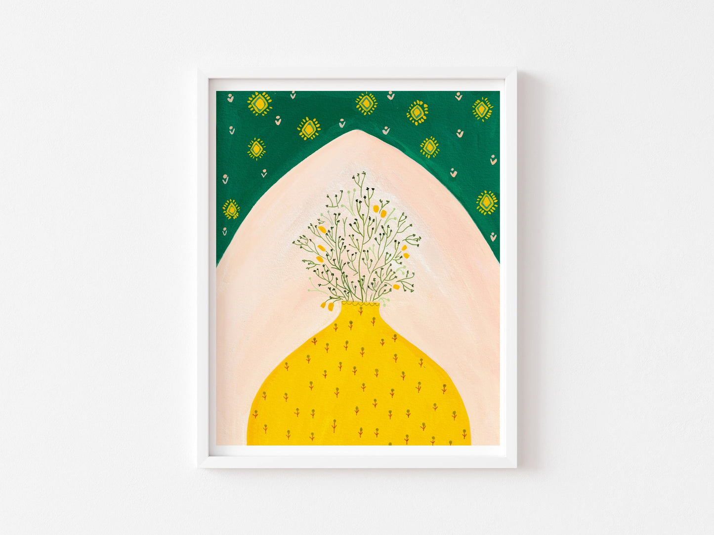 Ethnic Yellow Vase Art Print, 8"x10"