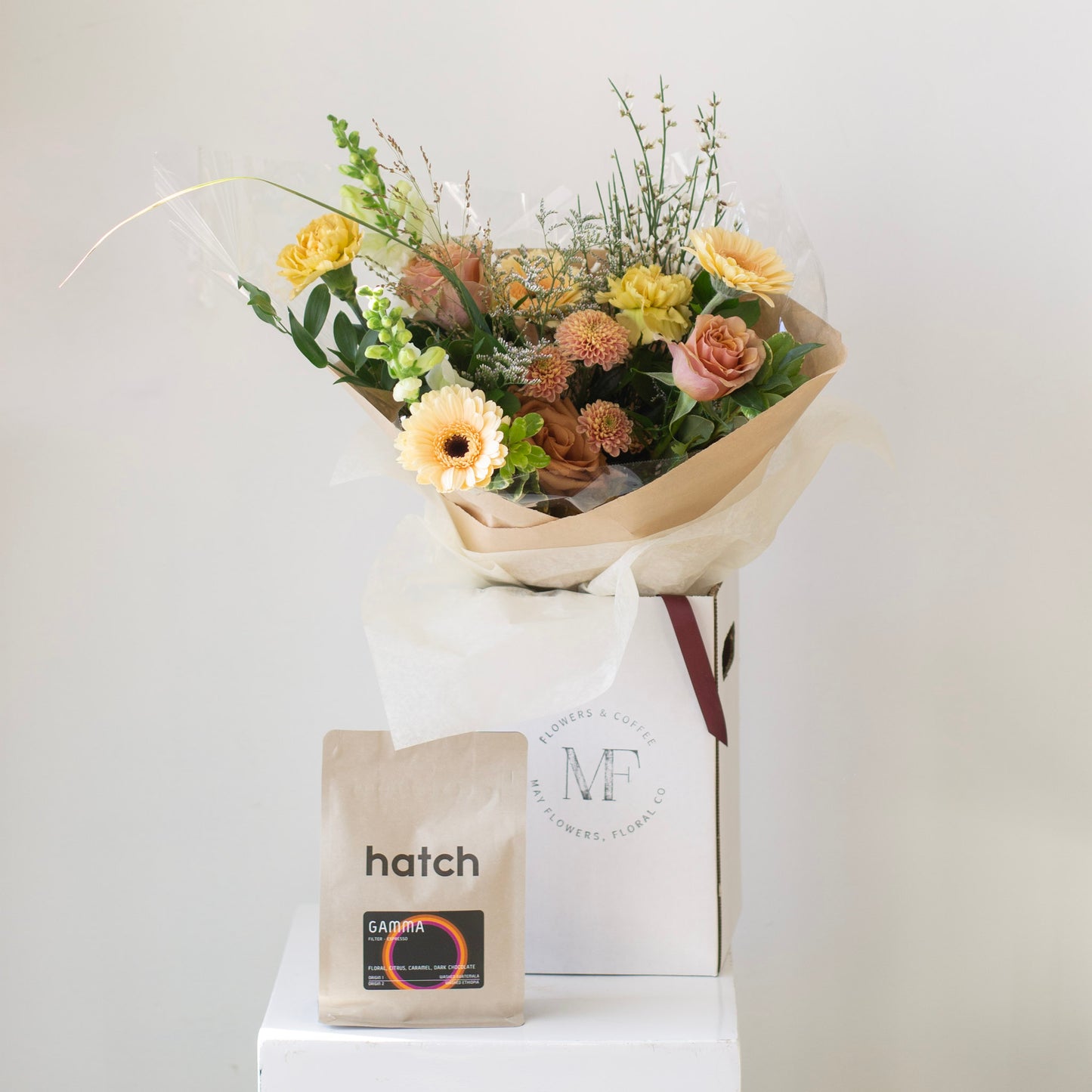 Hand-Tied Flowers + Hatch Whole Bean Coffee